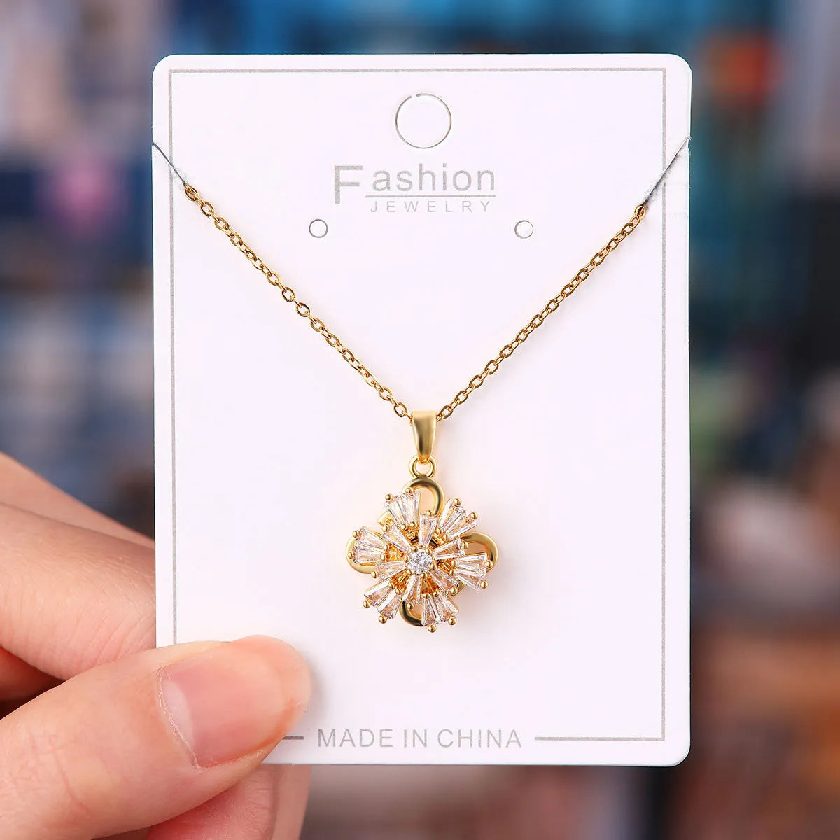 Titanium Steel Copper Simple Style Plating Flower Pendant Necklace