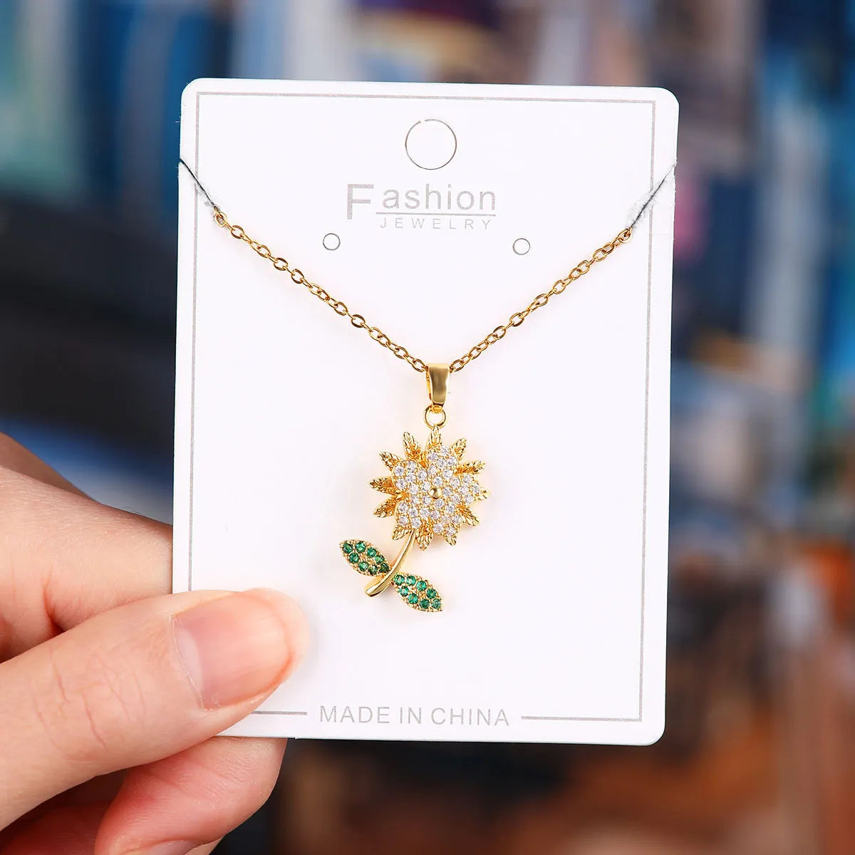 Titanium Steel Copper Simple Style Plating Flower Pendant Necklace