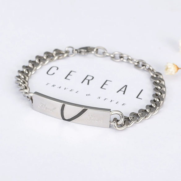 Titanium Steel Couple Bracelet Heart Pattern Corrosionresistant Jewelry