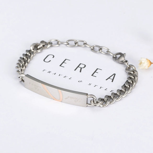 Titanium Steel Couple Bracelet Heart Pattern Corrosionresistant Jewelry