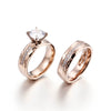 Titanium Steel Couple's Ring With Microinlaid Diamond Hammered Texture And Electroplating