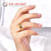Titanium Steel Croissant Ring With Threaded Edge Geometric Design And Electroplating