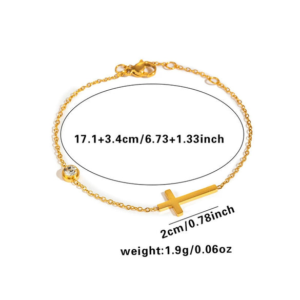 Titanium Steel Cross And Joker Zircon Jewelry For Women Electroplated O Chain Style
