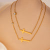 Titanium Steel Cross And Joker Zircon Jewelry For Women Electroplated O Chain Style
