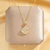 Titanium Steel Cross Chain Women's Minimalist Opal Planet Series Pendant Necklace With Electroplating Design