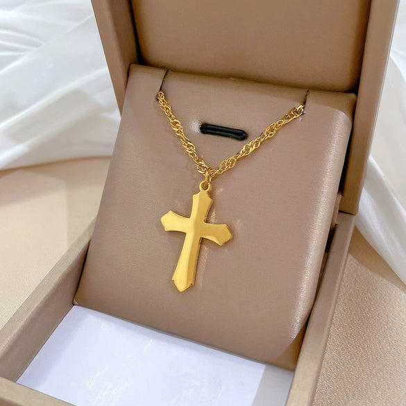 Titanium Steel Cross Electroplated Fashion Geometric Unisex Necklace