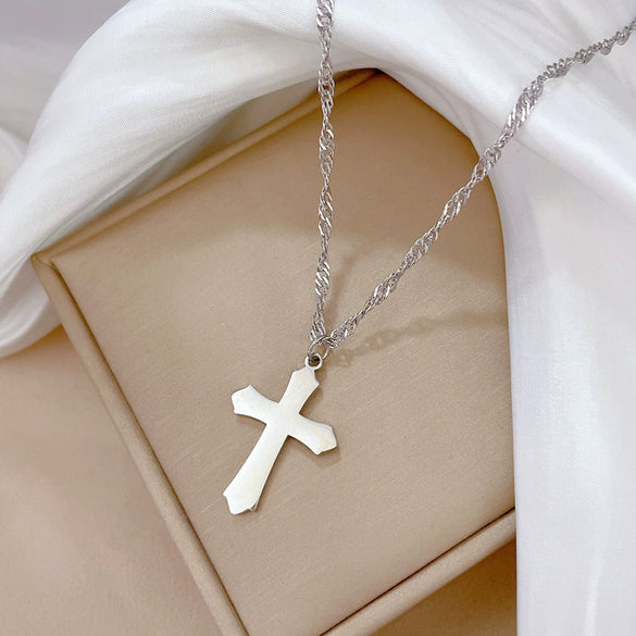 Titanium Steel Cross Electroplated Fashion Geometric Unisex Necklace