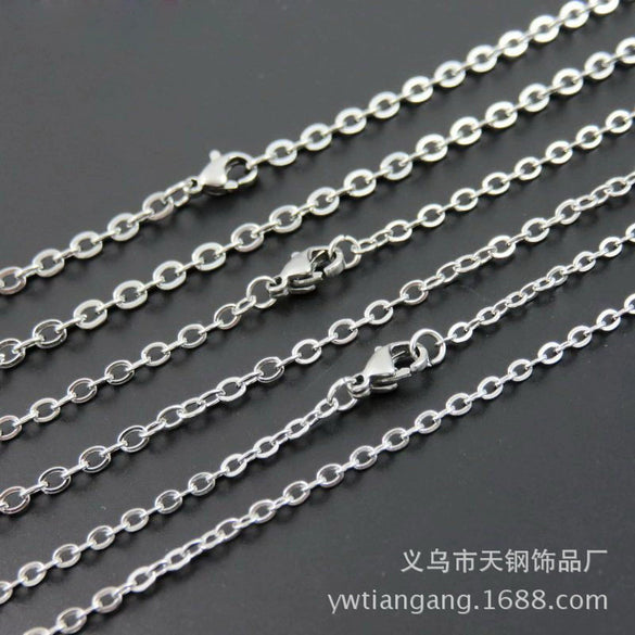 Titanium Steel Cross O Shaped Chain Necklace For Women Popular Style Polishing