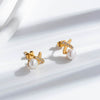 Titanium Steel Cross Pearl Stud Earrings For Women Electroplated Allmatching Style