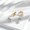 Titanium Steel Cross Pearl Stud Earrings For Women Electroplated Allmatching Style