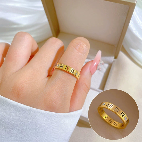 Titanium Steel Crown Pattern Minimalist Style Polished Unisex Ring
