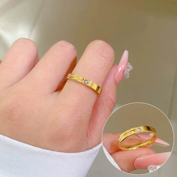 Titanium Steel Crown Pattern Minimalist Style Polished Unisex Ring