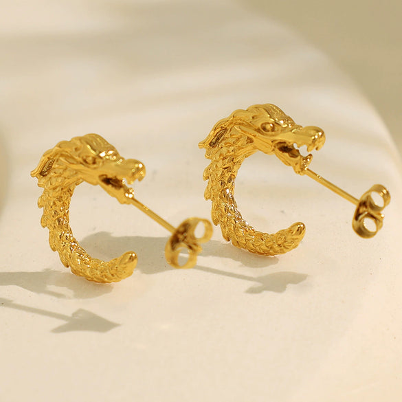 316L Stainless Steel Cshaped Geometric Electroplated Literary Retro Women's Faucet Earrings