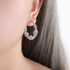 Titanium Steel Cshaped Retro Hollow Earrings With Geometric Design And Electroplating Treatment