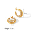 Titanium Steel Cshaped Twist Pattern With Diamond Earrings Electroplated