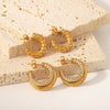 Titanium Steel Cshaped Twist Pattern With Diamond Earrings Electroplated