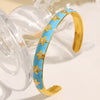 316L Stainless Steel Ctype Diamondencrusted Flower Oil Drop Bracelet For Girls Geometric Style Electroplated
