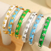 316L Stainless Steel Ctype Diamondencrusted Flower Oil Drop Bracelet For Girls Geometric Style Electroplated