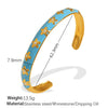 316L Stainless Steel Ctype Diamondencrusted Flower Oil Drop Bracelet For Girls Geometric Style Electroplated