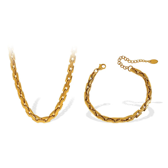 316L Stainless Steel Cuban Chain Bracelet And Necklace For Unisex Trendy And Simple Design With Electroplating