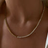 Titanium Steel Cuban Chain Multilayer Stacked With Geometric Pattern And Furnace Vacuum Plated 18K Gold Color Preservation And Diamond Design