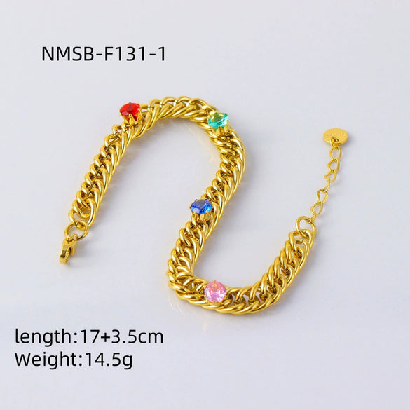 Titanium Steel Cuban Chain Necklace With Geometric Pattern Electroplated For Women