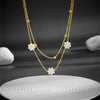 Titanium Steel Daisy Butterfly Double Layer Hip Hop Overlapping Clavicle Chain Necklace With Geometric Pattern And Vacuum Electroplating In Furnace For Women