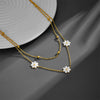 Titanium Steel Daisy Butterfly Double Layer Hip Hop Overlapping Clavicle Chain Necklace With Geometric Pattern And Vacuum Electroplating In Furnace For Women
