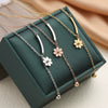 Titanium Steel Daisy Tassel Women's Necklace With Mixed Gem Inlay And Geometric Pattern Electroplated