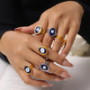 316L Stainless Steel Devil's Eye Geometric Styling Ring With Oil Dropping Design And Electroplating