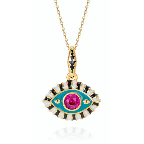 Titanium Steel Devil's Eye Necklace Electroplated Ochain Colorful Style