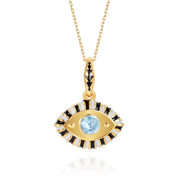 Titanium Steel Devil's Eye Necklace Electroplated Ochain Colorful Style