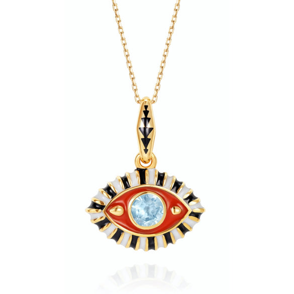 Titanium Steel Devil's Eye Necklace Electroplated Ochain Colorful Style