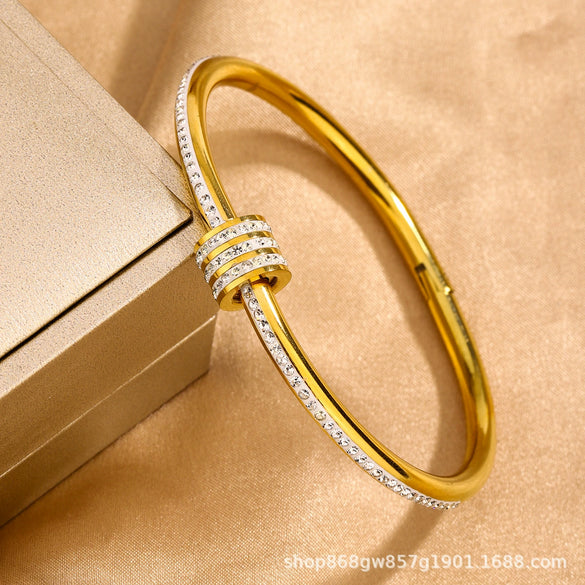 Titanium Steel Diamond Bracelet For Female Fashion Simple With Polishing