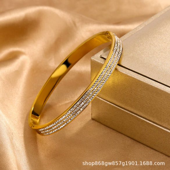 Titanium Steel Diamond Bracelet For Female Fashion Simple With Polishing