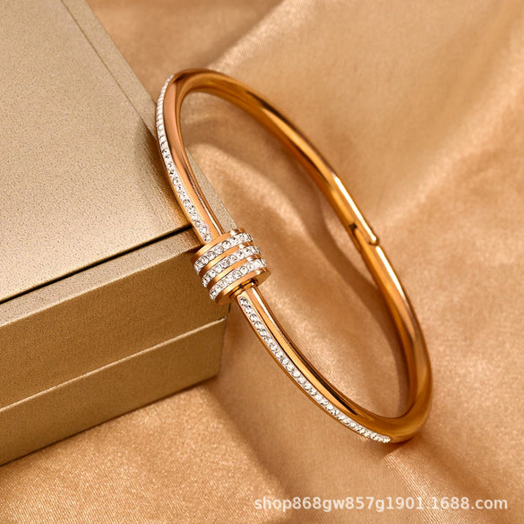 Titanium Steel Diamond Bracelet For Female Fashion Simple With Polishing