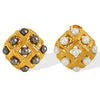 316L Stainless Steel Diamond Pearl Earrings Retro Antique Fashion Electroplating