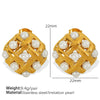 316L Stainless Steel Diamond Pearl Earrings Retro Antique Fashion Electroplating