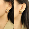 316L Stainless Steel Diamond Pearl Earrings Retro Antique Fashion Electroplating
