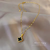 Titanium Steel Diamondencrusted Geometric Fourleaf Flower Cartoon Female Clavicle Necklace