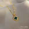 Titanium Steel Diamondencrusted Geometric Fourleaf Flower Cartoon Female Clavicle Necklace