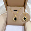 Titanium Steel Diamondencrusted Geometric Fourleaf Flower Cartoonstyle Female Necklace