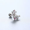 Titanium Steel Double Head Screw Ear Nail With Butterfly Flower And Insect Pattern Lovely Style For Women