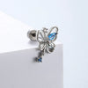 Titanium Steel Double Head Screw Ear Nail With Butterfly Flower And Insect Pattern Lovely Style For Women