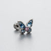 Titanium Steel Double Head Screw Ear Nail With Butterfly Flower And Insect Pattern Lovely Style For Women