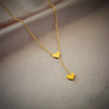 Titanium Steel Double Heart Clavicle Chain With Geometric Pattern And Electroplating Design