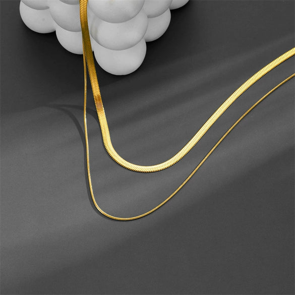 Titanium Steel Double Layer Overlapping Necklace Geometric Cartoon Style Vacuum Electroplated In Furnace