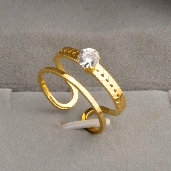 Titanium Steel Double Layer Simple Sweet Finger Ring For Women With Electroplating Treatment