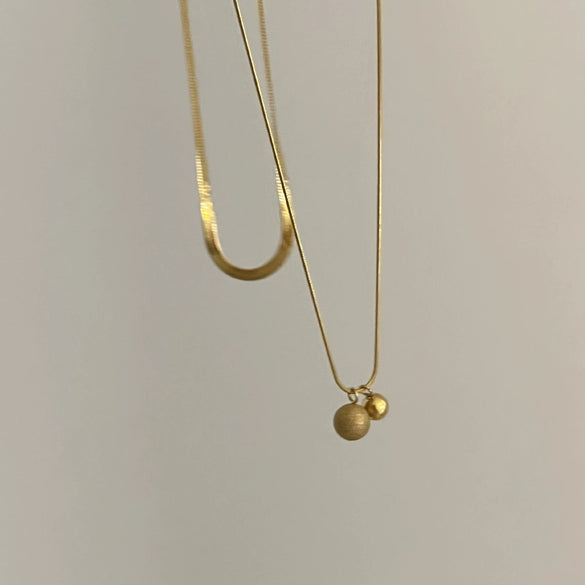 Titanium Steel Double Layer Stacked Ball Snake Bone Chain For Women With Electroplating And Simple Design