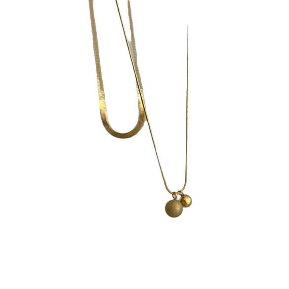 Titanium Steel Double Layer Stacked Ball Snake Bone Chain For Women With Electroplating And Simple Design